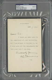 Mark Twain (Samuel Clemens) Handwritten and Signed Letter (PSA/DNA MINT 9)